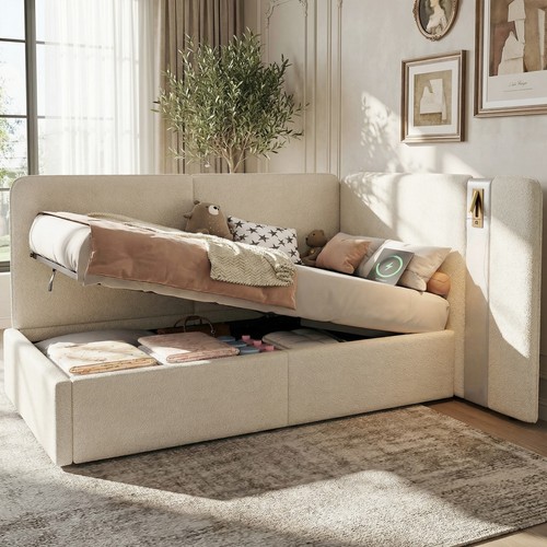 3ft single ottoman bed - ottoman, boucle